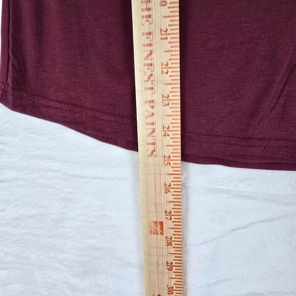 Merokeety Pullover Women Small Wine Red Long Sleeve Blouse Detailed Neckline - Picture 6 of 6